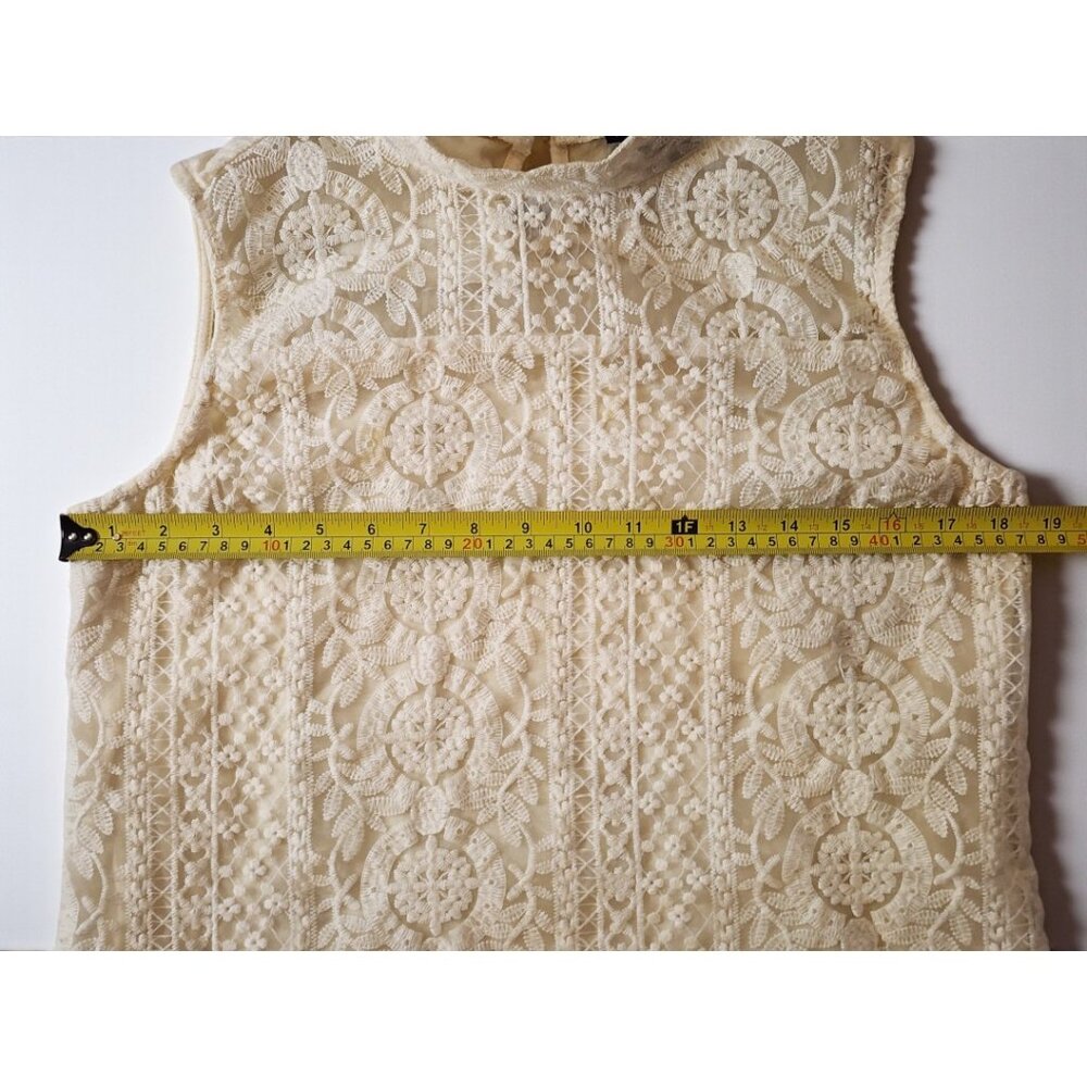 Simply Irresistible Cream Lace Sleeveless Top Women’s XL Keyhole Back - Picture 5 of 7